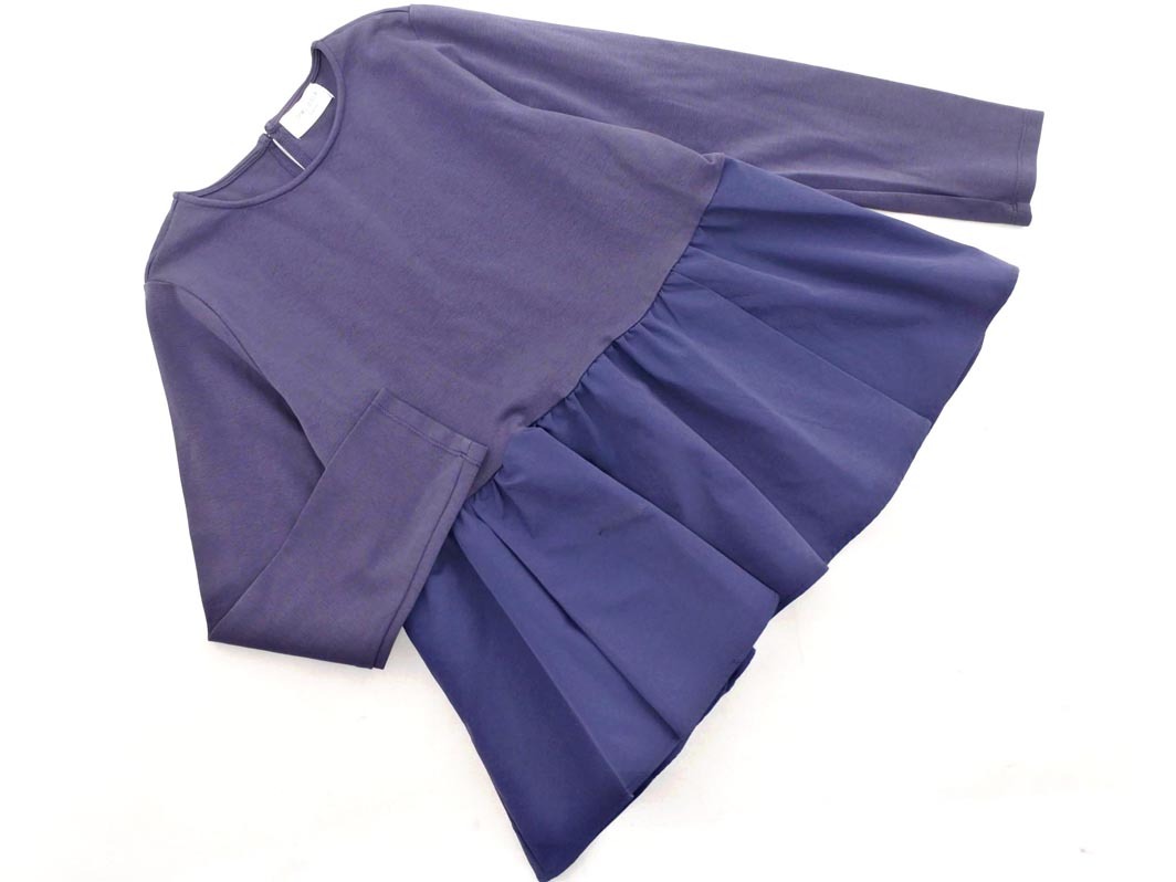 OPAQUE オペーク 異素材 ペプラム カットソー sizeS/紺 ■◇ ☆ fac9 レディース