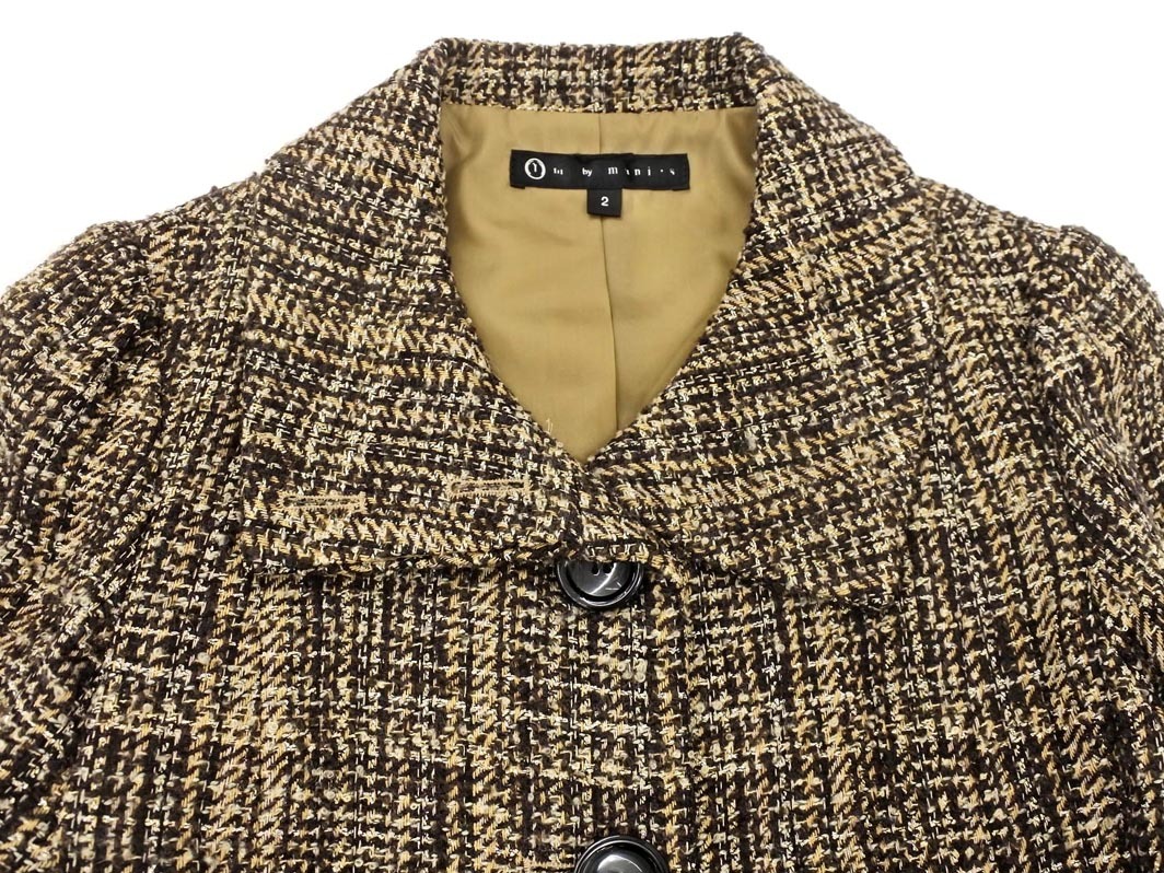manics マニックス ウール混 ツイード ラビットファー コート size2/茶 ◇■ ☆ fac9 レディース