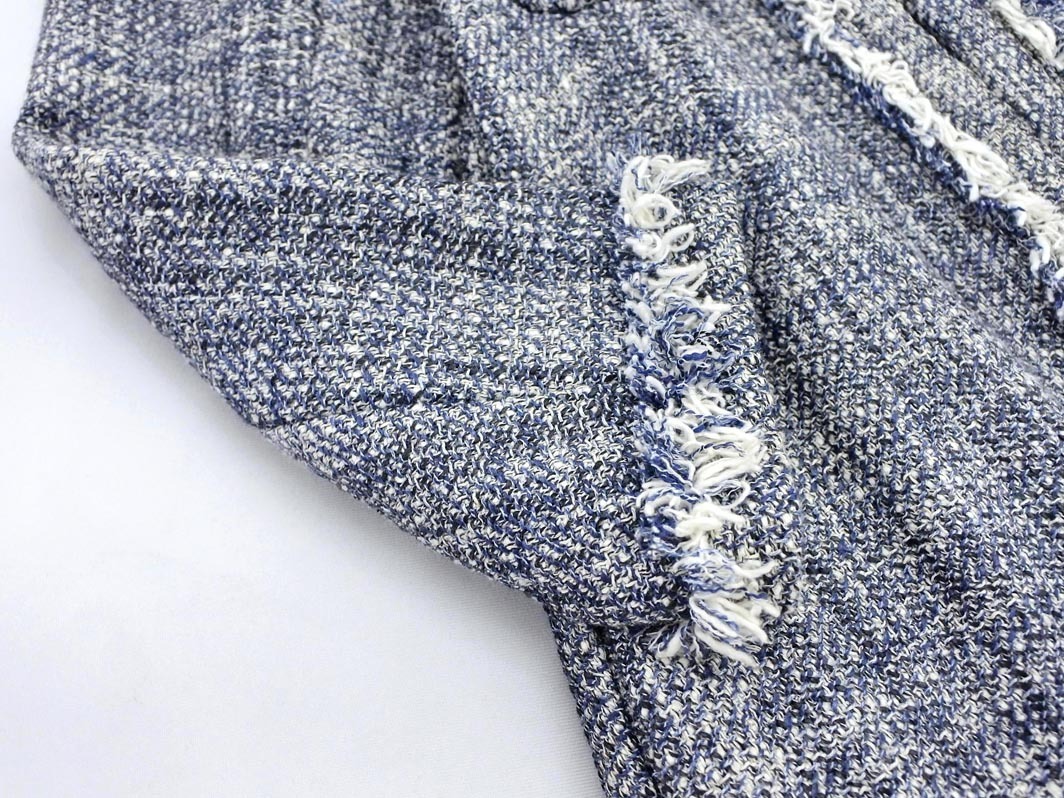 FLORENT フローレント ツイード ノーカラー コート 紺 ◇■ ☆ fac7 レディース