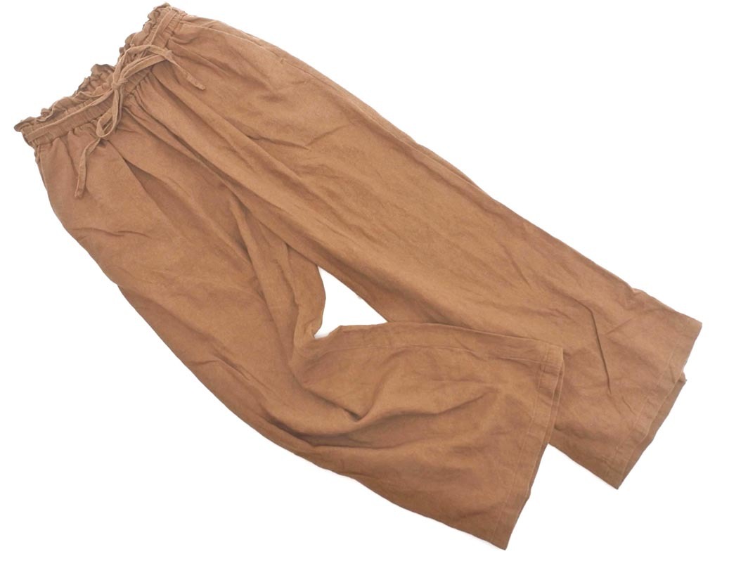 LOWRYS FARM ローリーズファーム リネン混 リボン付 ワイド パンツ sizeF/ブラウン ■◇ ☆ fac9 レディース