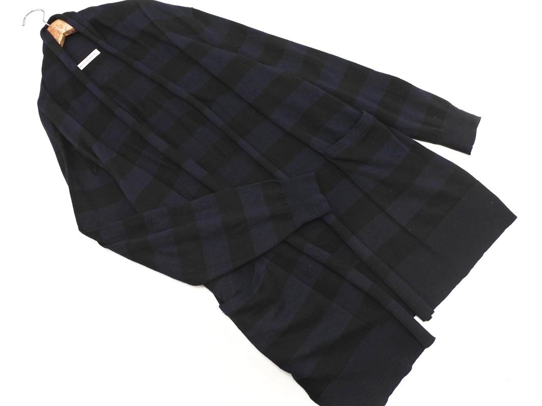 PeytonPlace ペイトンプレイス 綿麻 ボーダー ショール カーディガン size13B/紺ｘ黒 ■◇ ☆ fad0 レディース