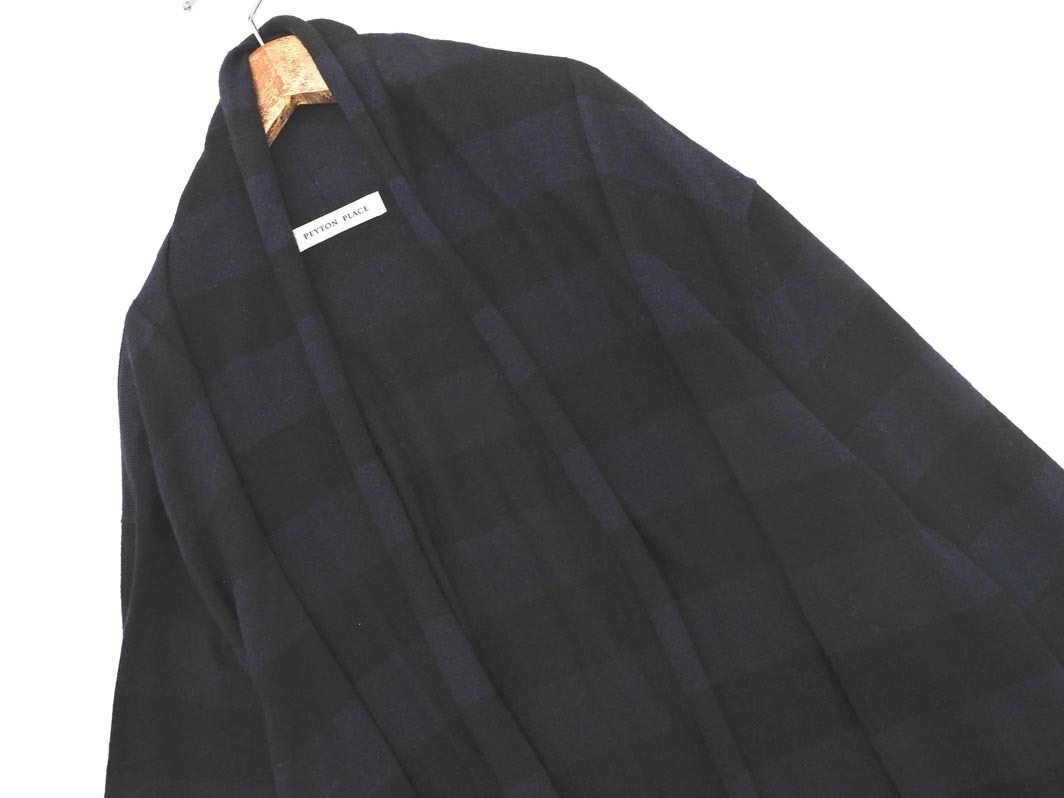 PeytonPlace ペイトンプレイス 綿麻 ボーダー ショール カーディガン size13B/紺ｘ黒 ■◇ ☆ fad0 レディース
