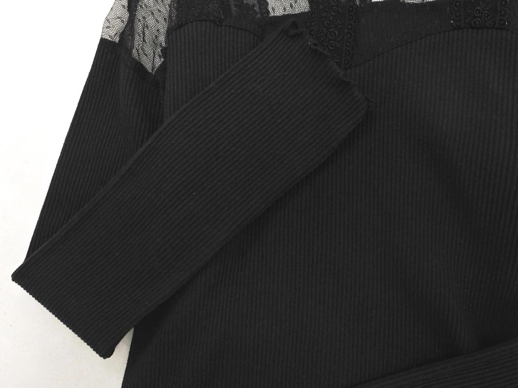 NICECLAUP ナイスクラップ レース 切替 カットソー 黒 ■◇ ☆ fad0 レディース