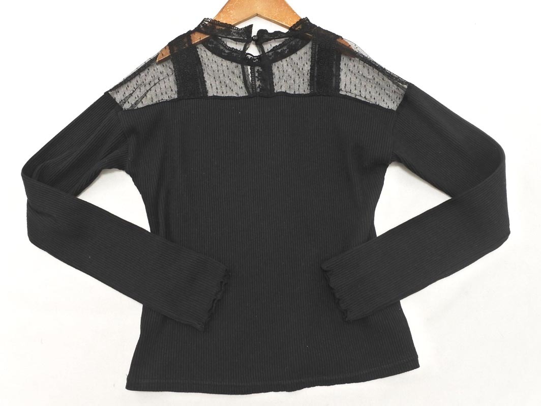 NICECLAUP ナイスクラップ レース 切替 カットソー 黒 ■◇ ☆ fad0 レディース