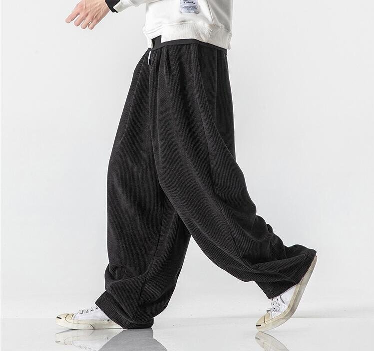 サルエルパンツ メンズ カーゴパンツ ワイドパンツ 厚手 ゆったり カジュアル チノパン ロングパンツ コーデュロイ M~5XL 黒