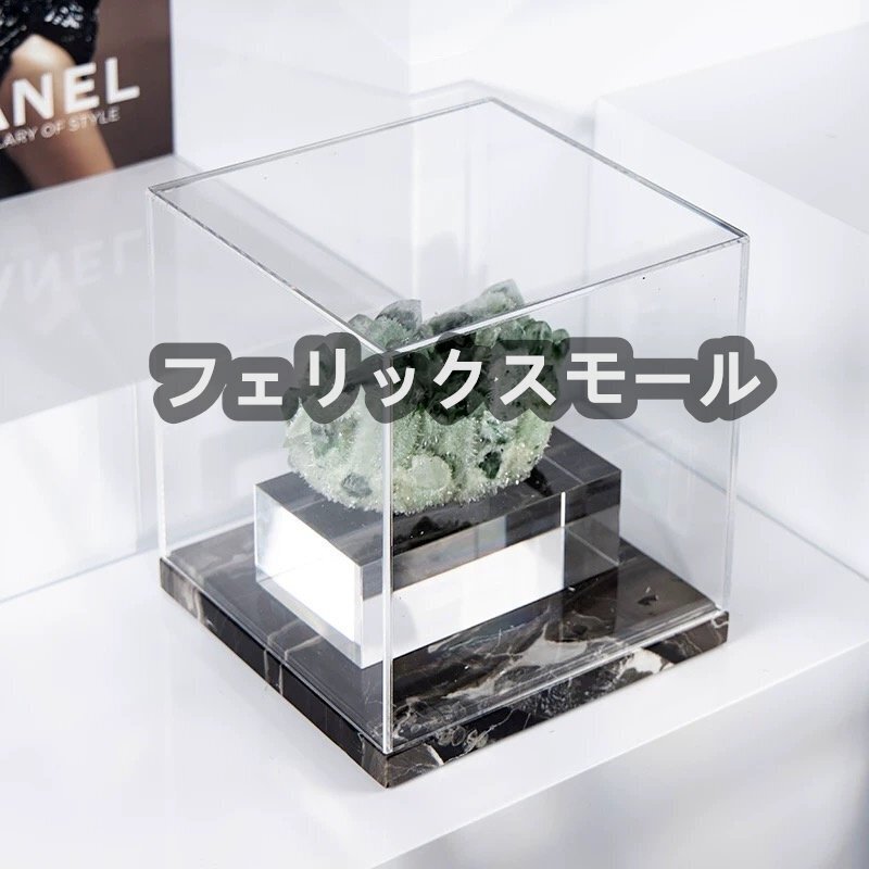 輸入原石グリーンフローライト 石 サンプルルーム 売り場用 黄鉄鉱 書斎用 アクリル 大理石フレーム 置物