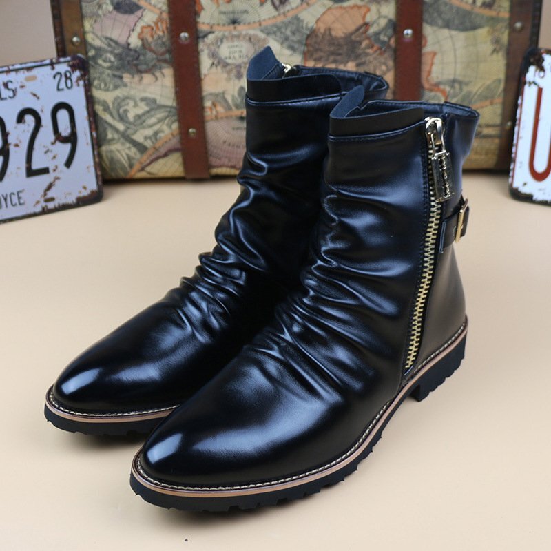 人気商品 上質メンズ ブーツ ライダース タクティカル ショートブーツ バイク用 エンジニア 革靴　24～27cm