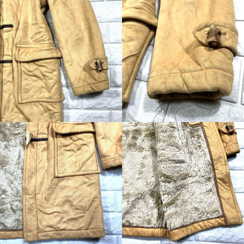 ★グローバーオール 美品 XS~Sサイズ!ボア 英国製★Gloverall ダッフル コート レディース ロング丈 水牛の角使用 キャメル 秋冬_画像8