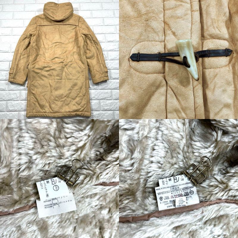 ★グローバーオール 美品 XS~Sサイズ!ボア 英国製★Gloverall ダッフル コート レディース ロング丈 水牛の角使用 キャメル 秋冬_画像10