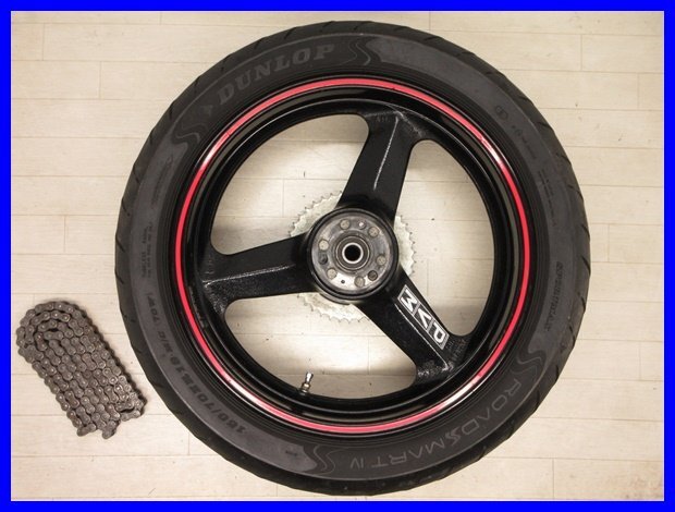 ◇1C135 GSX1100Sカタナ GU76A リアホイール 社外 タイヤ リアスプロケット 山あり 160