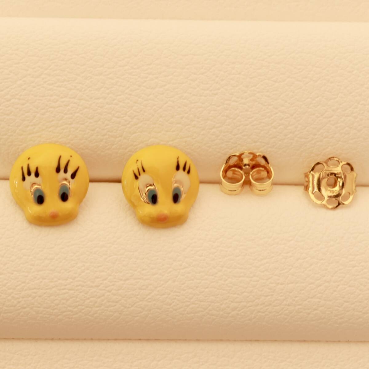 750 YG ワーナーブラザーズ ルーニー・テューンズ トゥイーティー ピアス エナメル K18_画像4