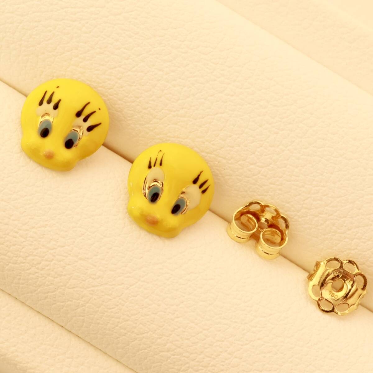 750 YG ワーナーブラザーズ ルーニー・テューンズ トゥイーティー ピアス エナメル K18_画像5