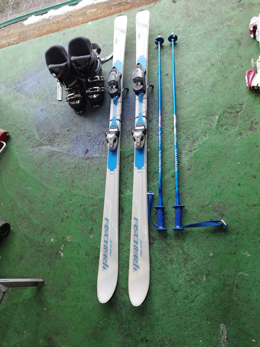送料無料　メンズ　スキー4点セット　板168cm　ブーツサイズ25-25.5cm