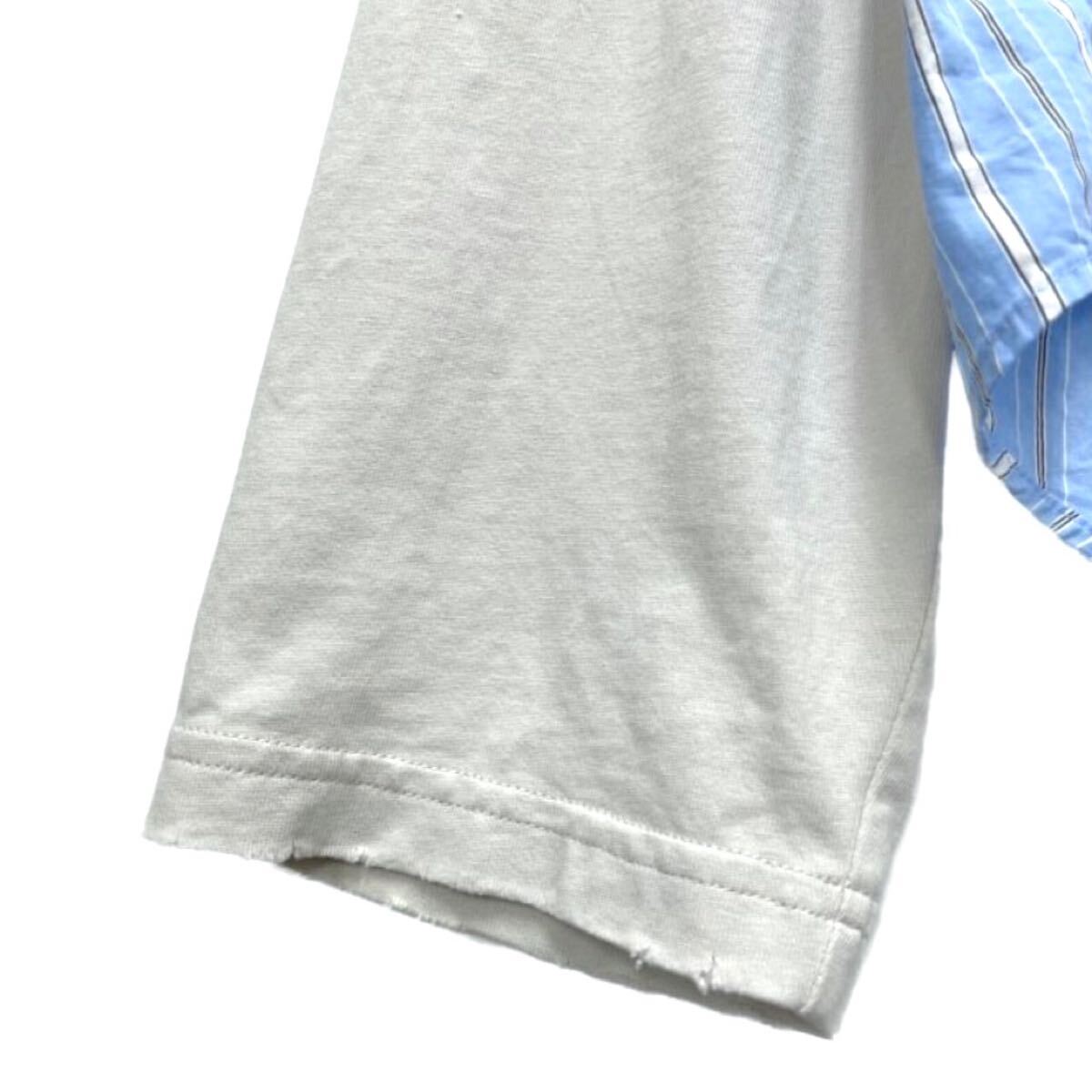 BALENCIAGA 22SS トロンプルイユシャツ サイズ3 ストライプ×ベージュ バレンシアガ 長袖シャツ ドッキング_画像5
