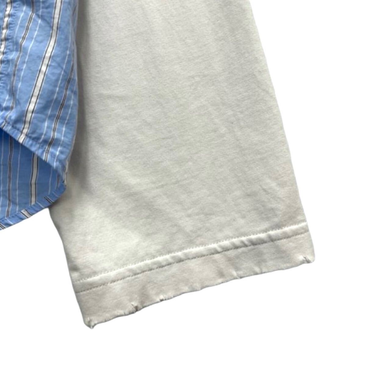 BALENCIAGA 22SS トロンプルイユシャツ サイズ3 ストライプ×ベージュ バレンシアガ 長袖シャツ ドッキング_画像6