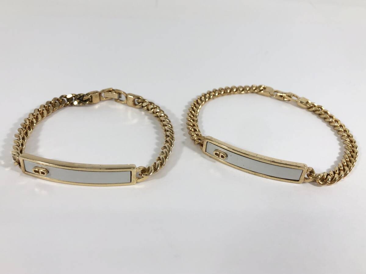 【2本まとめ】10529　Dior　ディオール　ブレスレット　ゴールド/シルバー　CD刻印　ブランド刻印あり　使用感中