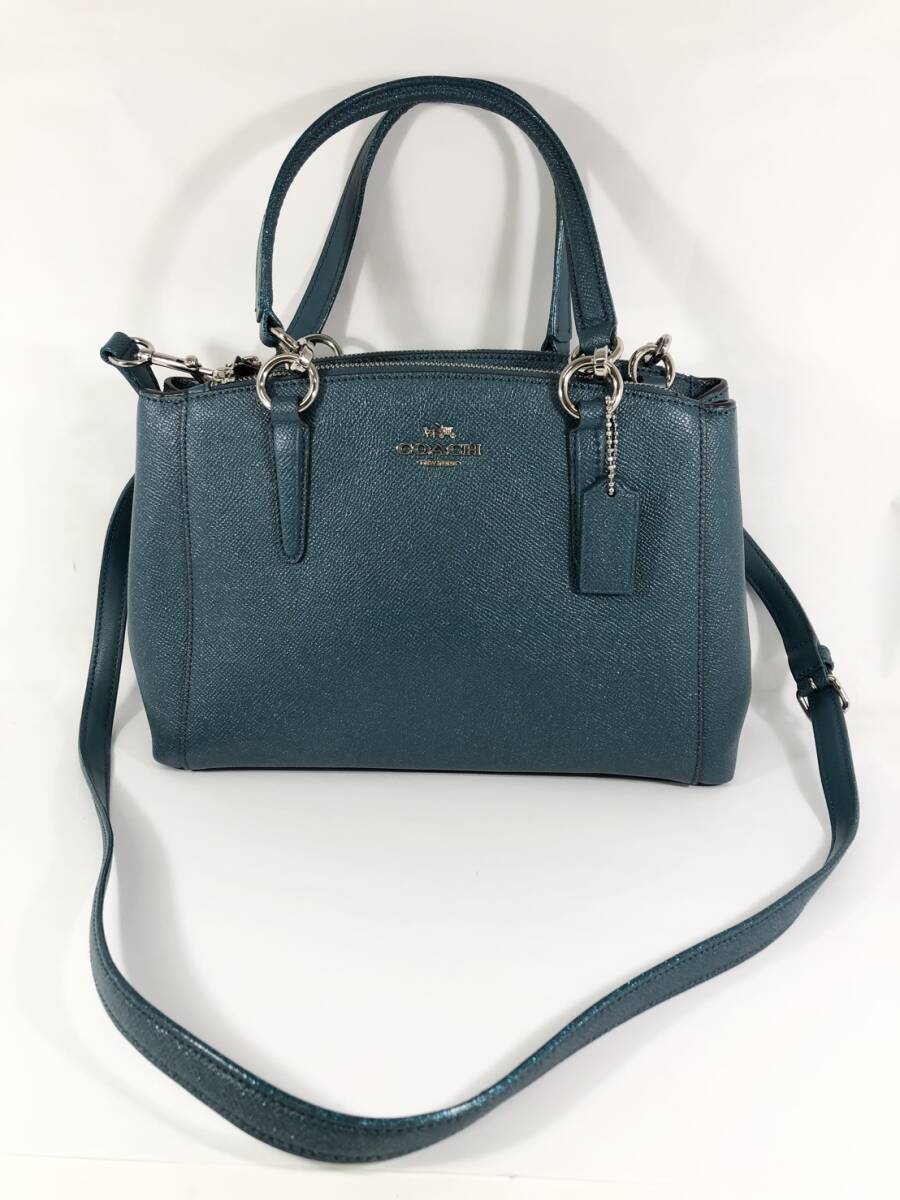 10433　COACH　コーチ　ハンドバッグ　ショルダーバッグ　レディース　2WAY　ブルーグリーン　G1792-F11899