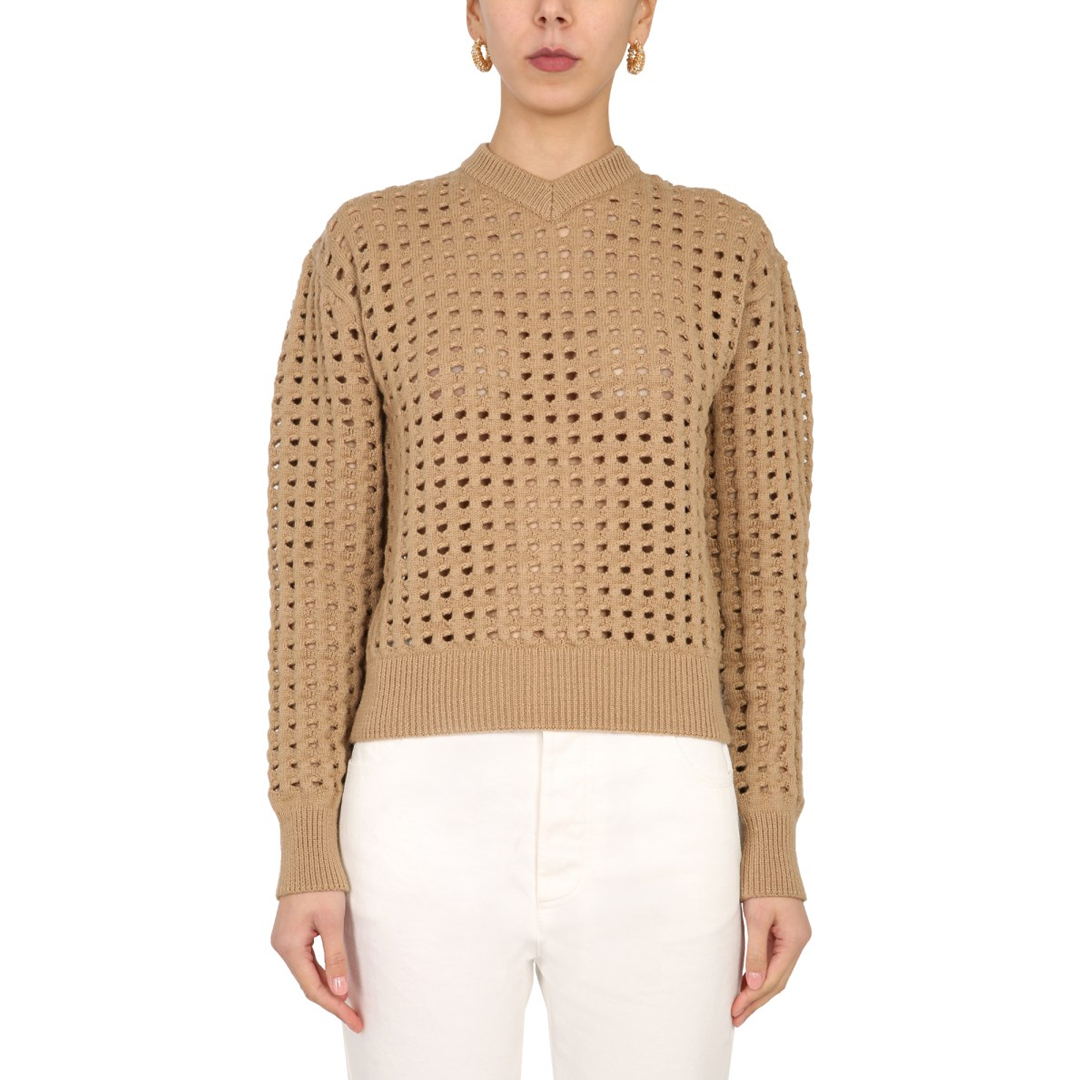 ボッテガヴェネタ　BOTTEGA VENETA　メッシュ　Vネック　ニット　セーター　XS　國(guó)內(nèi)正規(guī)品