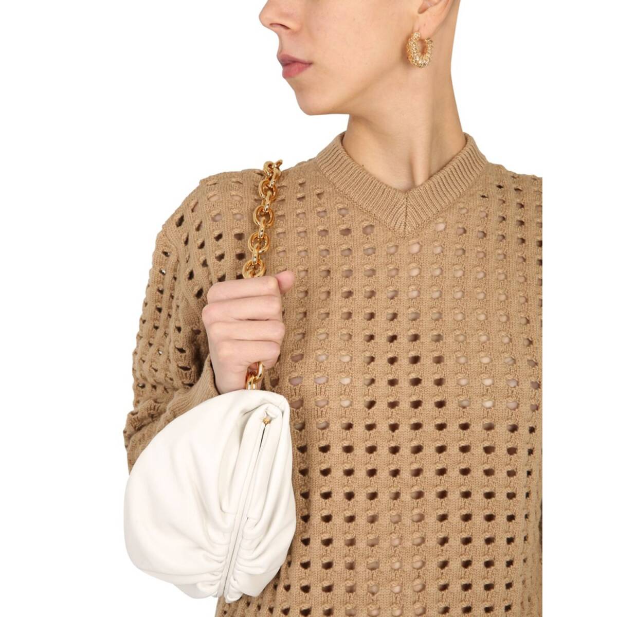 ボッテガヴェネタ　BOTTEGA VENETA　メッシュ　Vネック　ニット　セーター　XS　國(guó)內(nèi)正規(guī)品