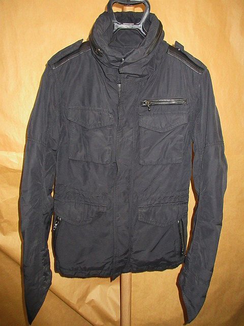 シェラック　SHELLAC N/C ワックスナイロン リアル ラビット　ファー　ライナー　M-65 ジャケット　黒　46