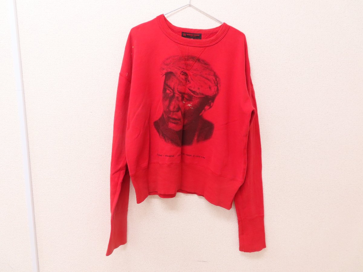 ★★ 中古品 EVISU エヴィス HIDEHIKO YAMANE バックプリント カモメ スウェット 42 コットン レッド系