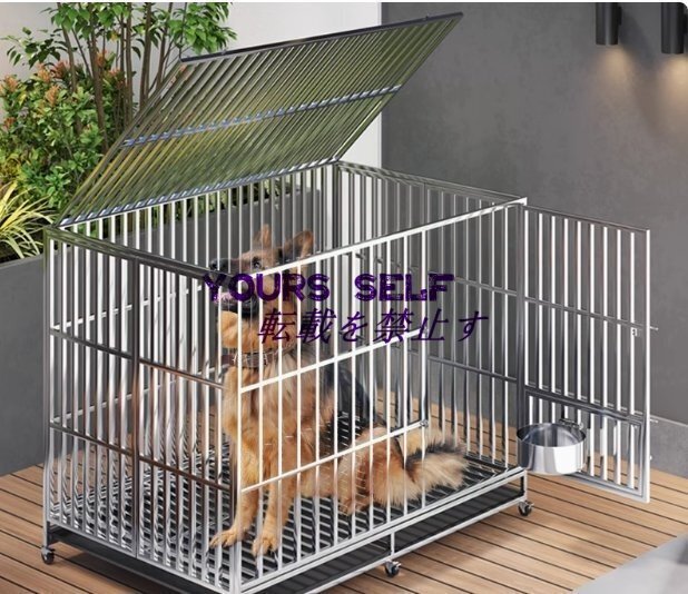 大型犬用ケージ 鋼制 キャスター付き ペットサークル 大きめ 折り畳み 移動可能 みに耐える 脫出防止 分離式底 取り出し簡単95x65x72cm