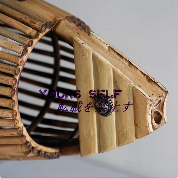 極美品★ジャパニーズスタイル 魚 バンブー ペンダントライト 和風 アジアンテイスト LED ルームライト スタイリッシュ 木制