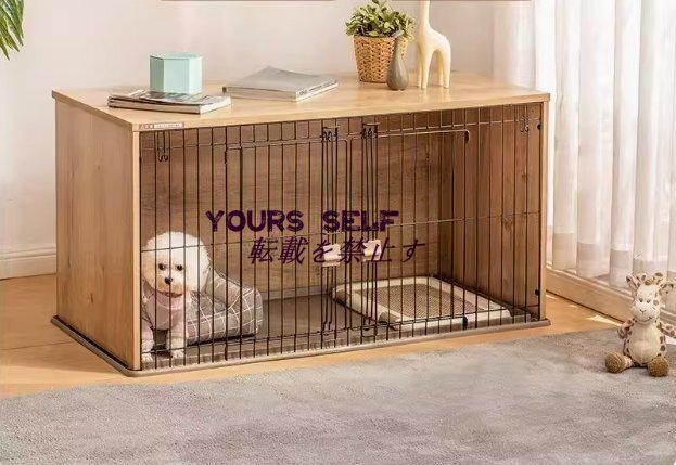 犬ケージ ナチュラルファニチャー ダークブラウン 小型犬用 幅122.5×奥行61×高さ62.5cm 色: ナチュラル