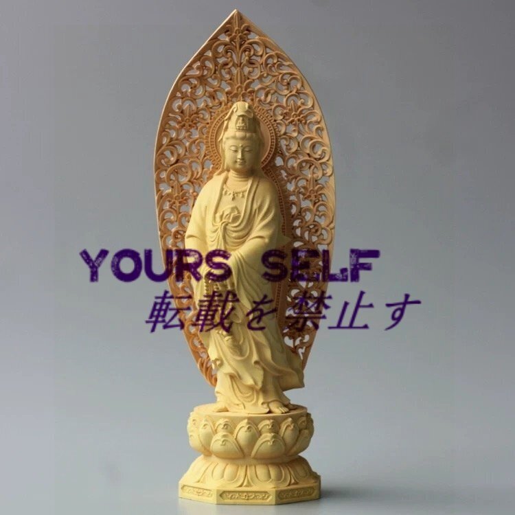 珍品 仏師で仕上げ品 観音菩薩 立像 美術工芸品 開運風水 仏教彫刻 木工細工 置物 仏像