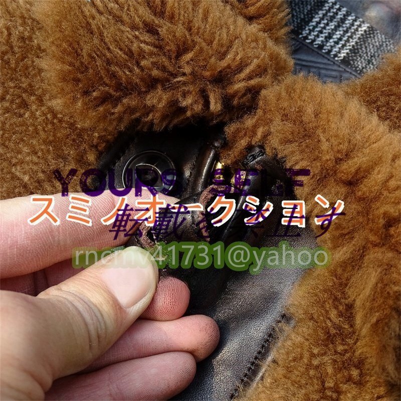 メンズ 革ジャン 最上級(jí) 馬革+ラムウール イタリア レザージャケット 毛皮 切り替え ブルゾン ライダース 茶芯 本革 L~4XL
