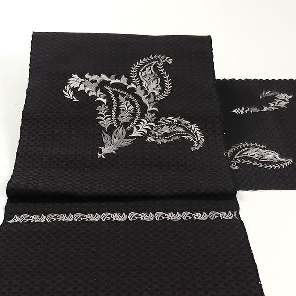 【和遊館】ONK133　仕立付！野蚕糸使用刺繍九寸名古屋帯