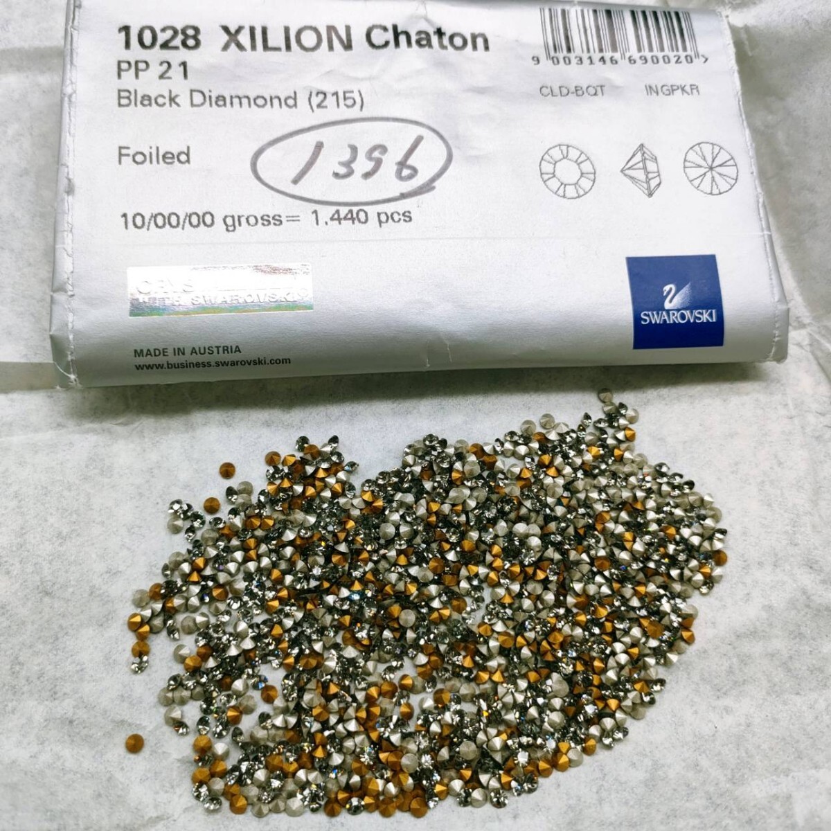 ☆ほぼ未使用 SWAROVSKI スワロフスキー ヴィンテージ ルース 約1350個 1028 21PP 10gross Black Diamond 215 ブラックダイヤモンド R-263
