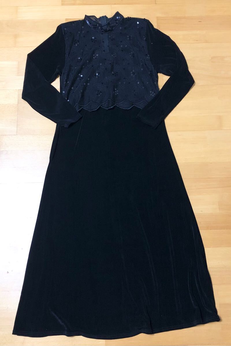【送料無料】新品 レディース ladies ワンピース ロングドレス 長袖 ブラック Mサイズ