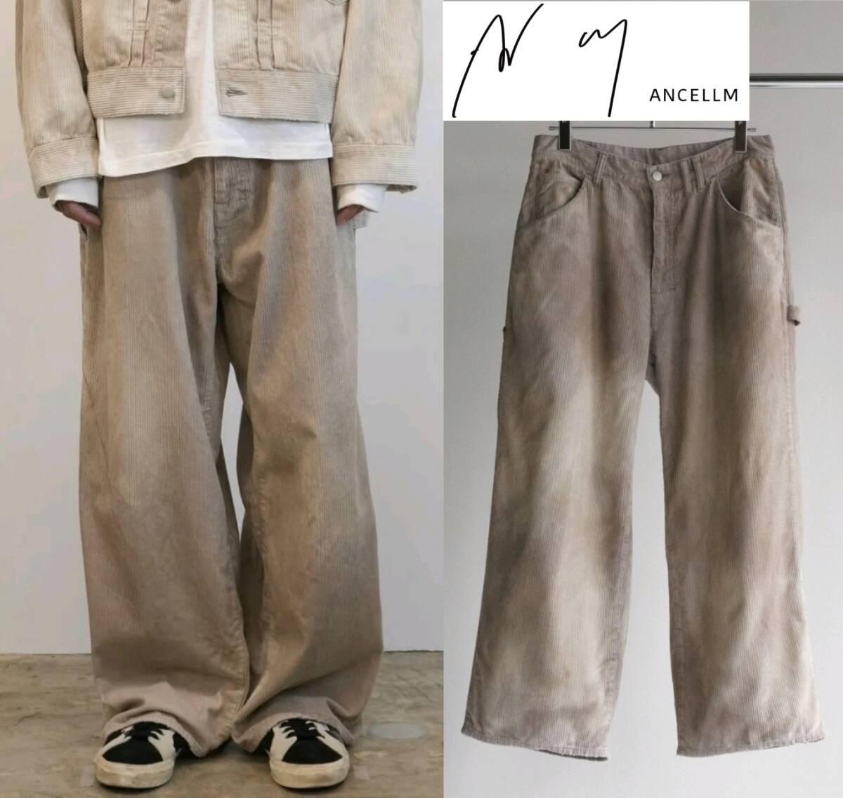 新品 24AW ANCELLM CORDED VELVETEEN PAINTER PANTS GRAY 3 ANC 新品 24AW ANCELLM CORDED VELVETEEN PAINTER PANTS GRAY 3 ANC