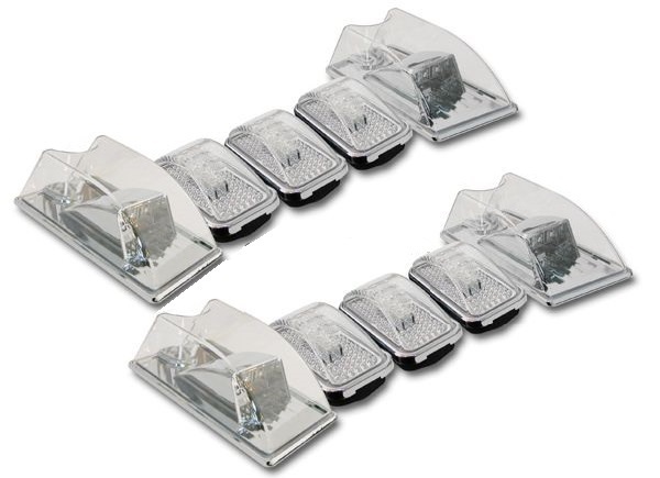【元祖/クローム】ハマーH2 クリスタル LED ルーフ マーカー ライト ランプ 10個(gè) セット 10PC フロント バック リア ゲート ドア H2 テール