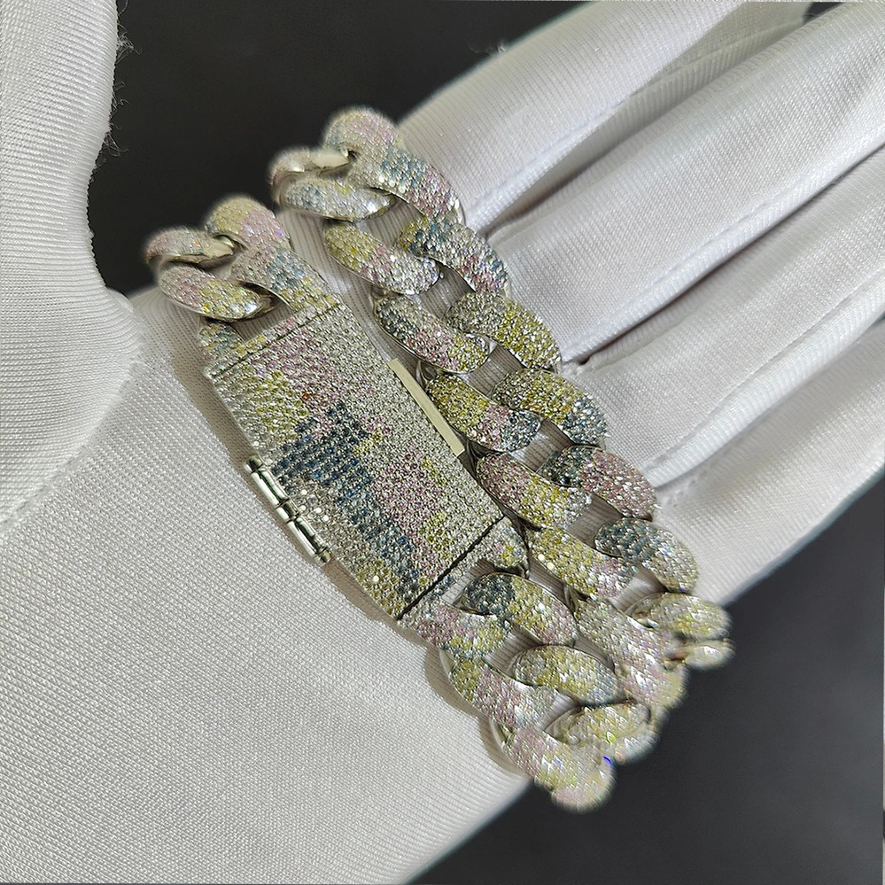 ネックレス ジルコニア キューバ シルバー チェーン レディース ヒップ ホップ 18mm アイス アウト プレート フル パヴェ