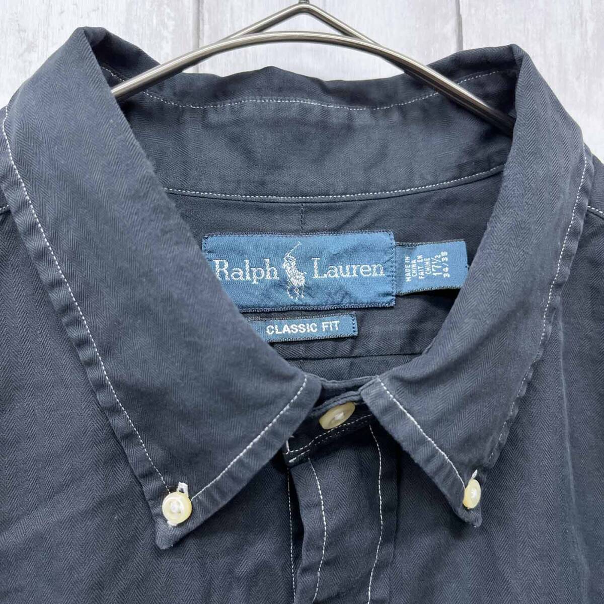  Ralph Lauren Ralph Lauren CLASSIC FIT черный рубашка с длинным рукавом мужской one отметка хлопок 100% размер 17 1/2 XL~XXL размер 6-195