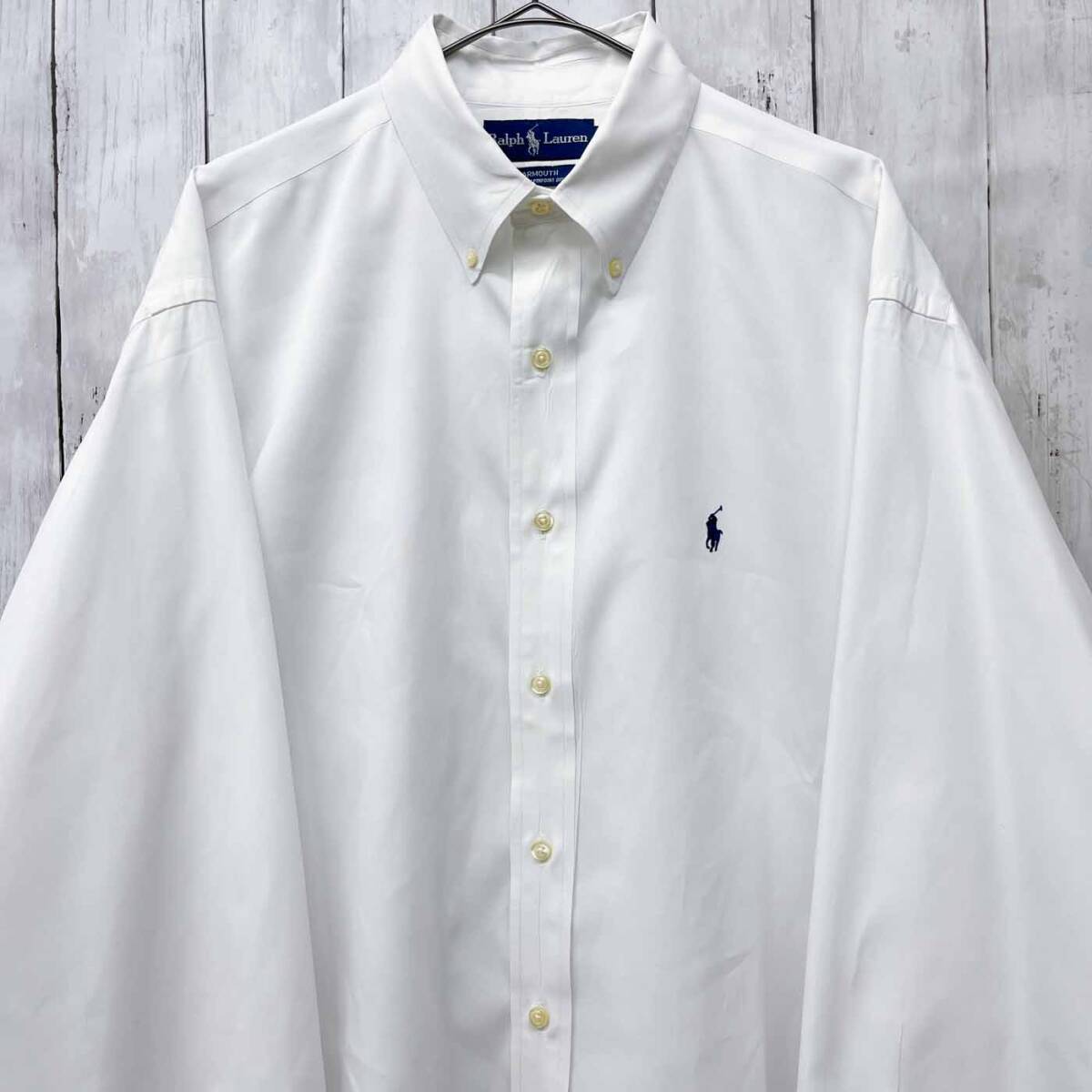 ラルフローレン Ralph Lauren YARMOUTH PINPOINT OXFORD 長袖シャツ メンズ ワンポイント コットン100% サイズ16 1/2 L~XLサイズ 6-214