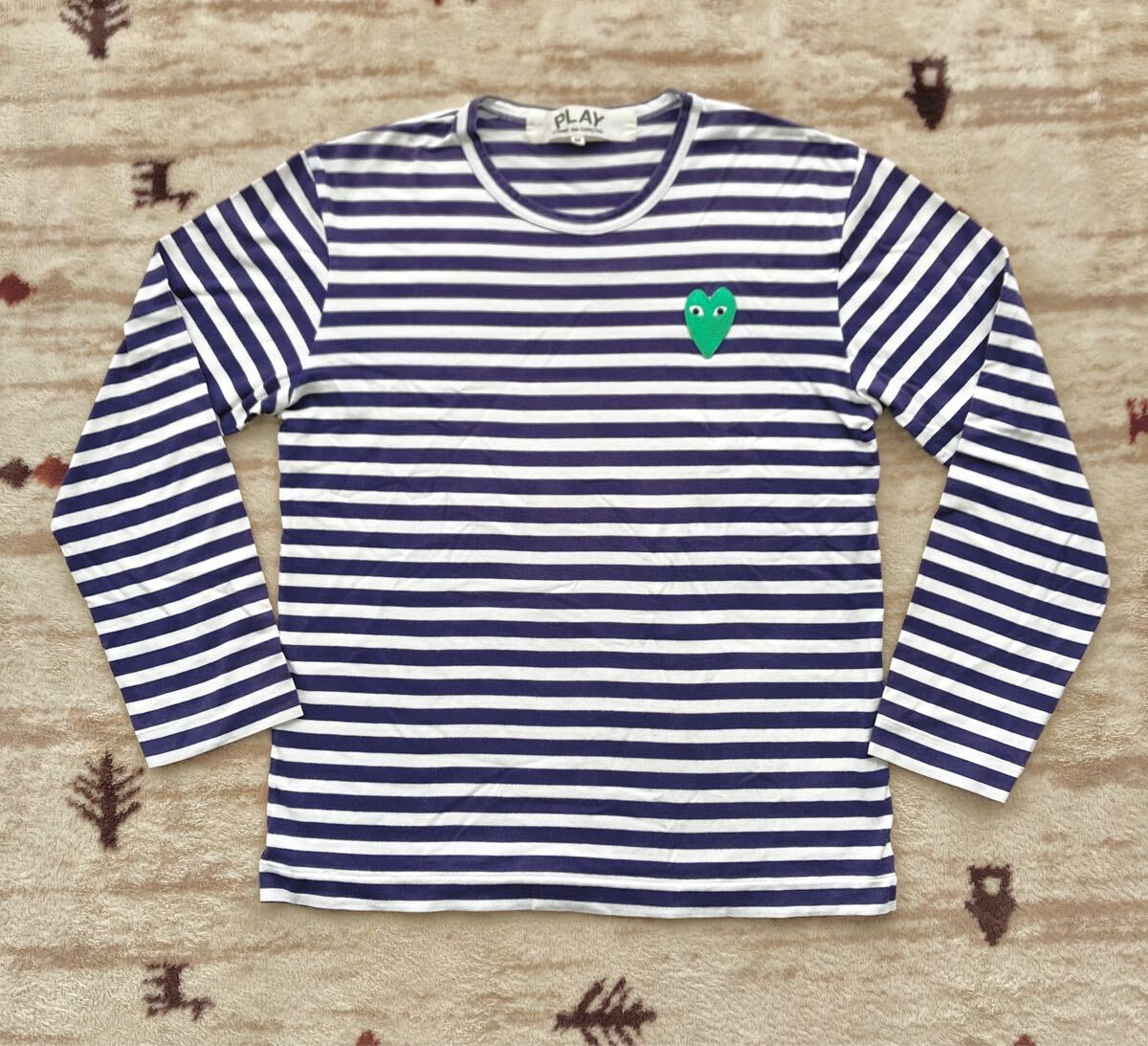 A☆送料230円☆COMME des GARCONS PLAY コムデギャルソン　 長袖 ボーダー Tシャツ　Mサイズ　 カットソー　グリーンハート