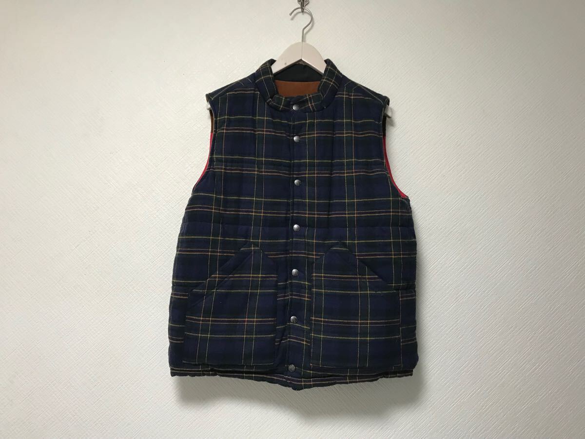 本物ジーアールエヌgrnコットンナイロン中綿ダウン切り替えリバーシブルベストジレメンズサーフアメカジミリタリーワークゴルフL茶緑赤紺3