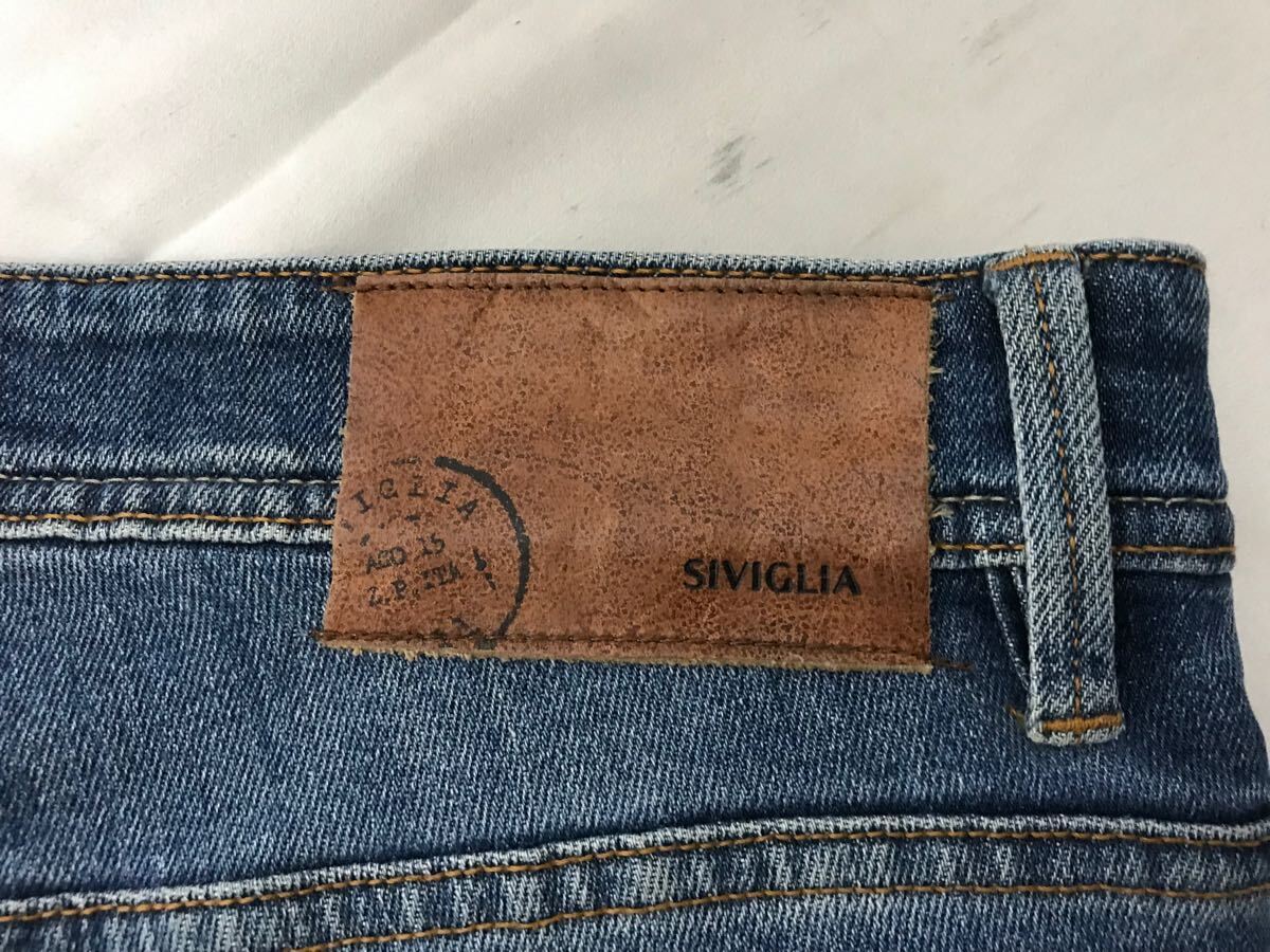 本物シヴィリアSIVIGLIAシビリアコットンストレッチダメージ加工デニムパンツメンズサーフビジネススーツゴルフ29S青ブルーイタリア製_画像4