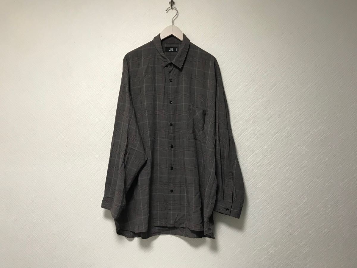 本物ハレHAREロング丈レーヨンチェック柄ドレス長袖シャツメンズサーフアメカジビジネススーツモードゴルフ茶ブラウンM日本製