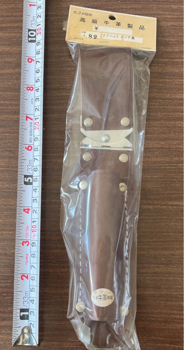 カゴメ印の高級(jí)牛革制品　ラジェットレンチ差し　大工道具　鳶職　工具