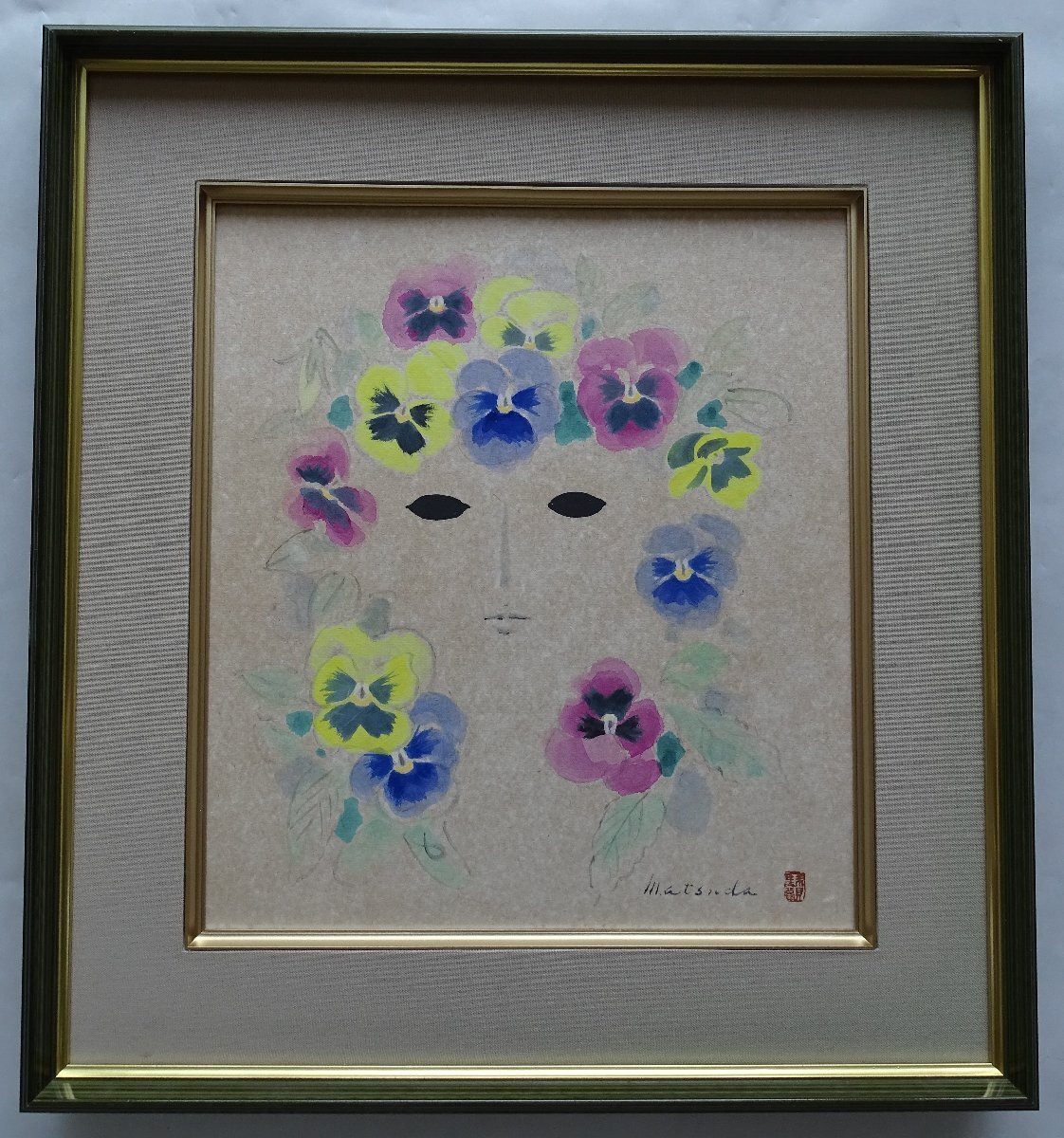 【真作 WISH】井手孝「スタンプA」水彩画 1994年 水彩画家 絵画 真作 WISH】井手孝「スタンプA」水彩画 1994年 水彩画家 絵画
