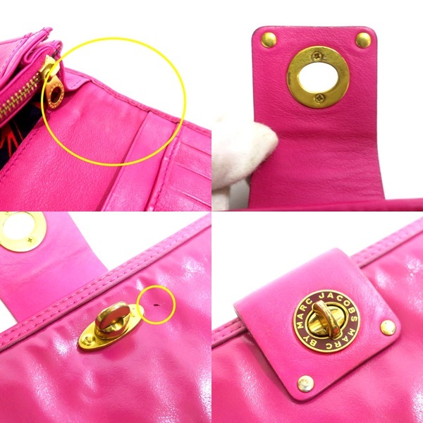MARC JACOBS マークジェイコブス ターンロック金具 二つ折り 長財布 ピンク【送料無料】【質(zhì)屋かんてい局橫浜港南店】中古品 used AB