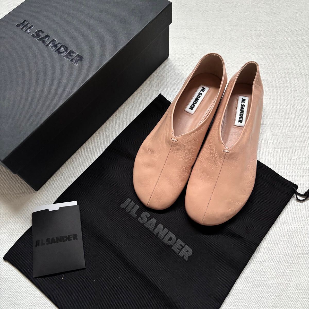 新品 JIL SANDER ジルサンダー レザー フラット バレエシューズ 36.5 ヌードカラー バレリーナ レディース スリッポン 23㎝