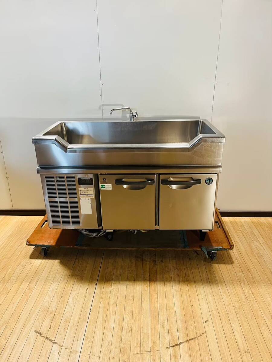☆ホシザキ/業(yè)務用船形シンク付きコールドテーブル/RW-120SNC-T/2017年制/145L/100V/幅1200奧600高850mm/動作確認済/愛知県～