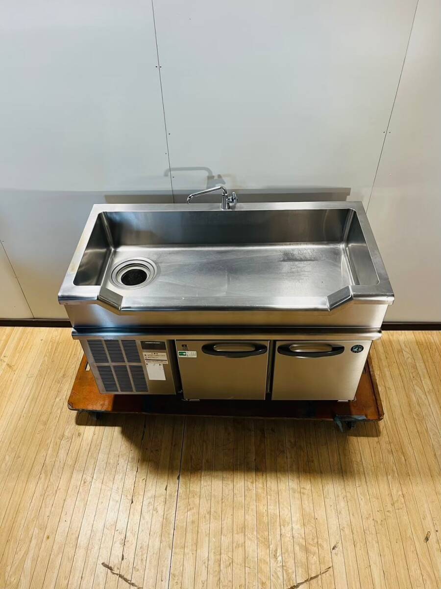 ☆ホシザキ/業(yè)務用船形シンク付きコールドテーブル/RW-120SNC-T/2017年制/145L/100V/幅1200奧600高850mm/動作確認済/愛知県～