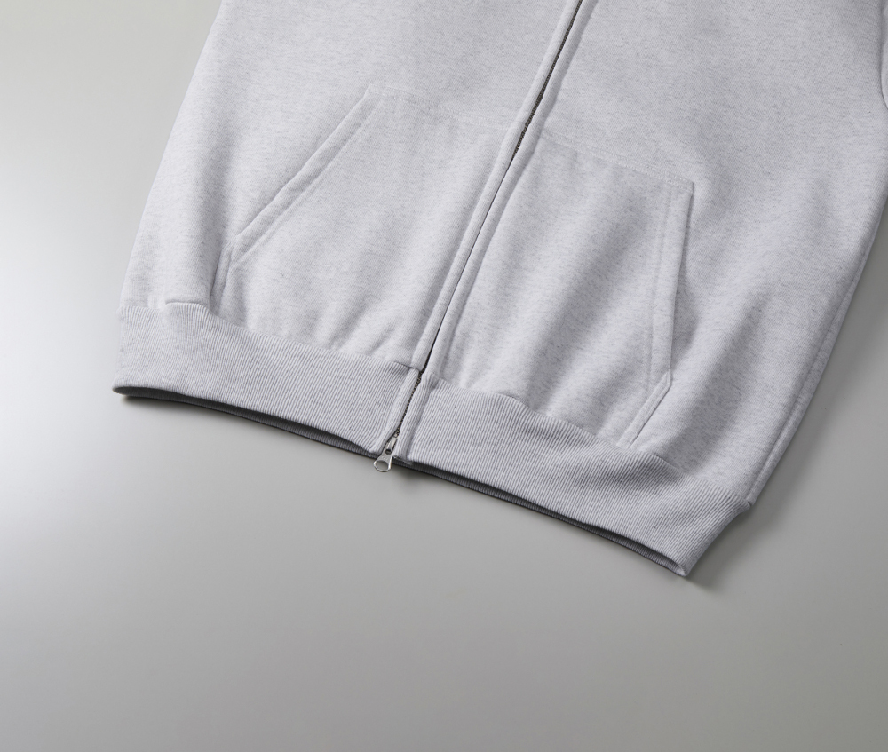 【訳有】 579701 アッシュ XXL パーカー ジップアップ 裏起毛 15オンス 極厚 厚手 肉厚 フルジップ スウェット ユナイテッドアスレ_画像5