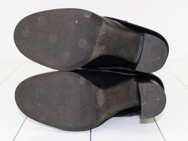 シャネル カバーロングブーツ size３４ 1/2（22-22.5cm相當(dāng)） ブラック レザー ヒール8cm■CHANEL ロングブーツ レディース